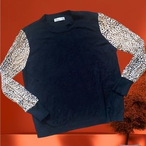 89th and Madison Leopard Sleeve Sweater